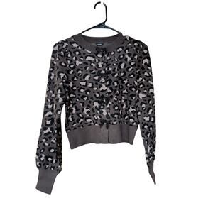 Express Women's Bow Cardigan Brown Animal Print Size XS